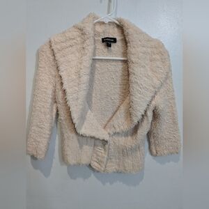 Bebe Fuzzy Pink Peach Cardigan Jacket, S